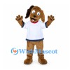 Dog Mascot Costume in Brown with White Sports Shirt