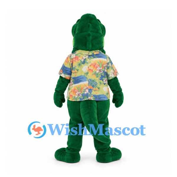 Crocodile Mascot Costume with Colorful Floral Shirt