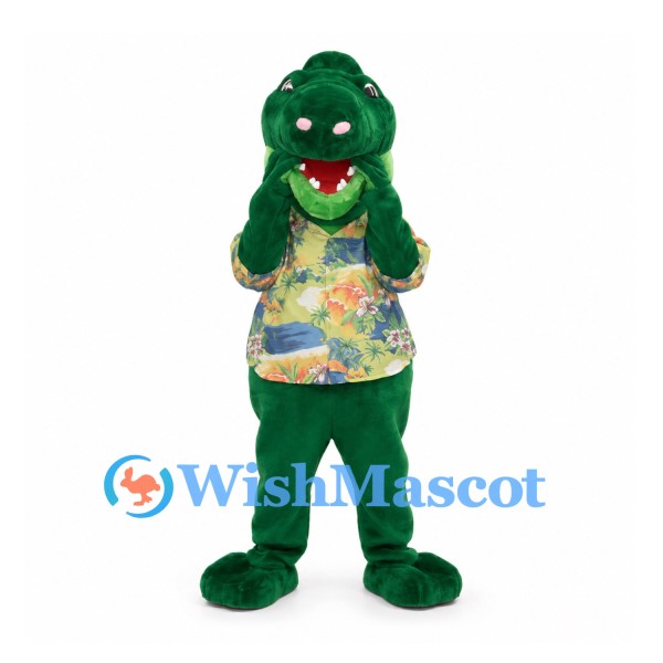 Crocodile Mascot Costume with Colorful Floral Shirt