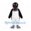 Penguin Mascot Costume in Black and White with Long Beak and Blue Bow