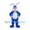 Rabbit Mascot Costume in Blue with Green Backpack