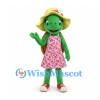 Turtle Mascot Costume with Floral Dress and Yellow Sun Hat