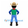 Cowboy Mascot Costume with Cream Hat and Green Vest