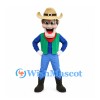 Cowboy Mascot Costume with Cream Hat and Green Vest