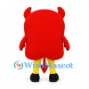 Devil Mascot Costume in Red with Wide Grin and Yellow Legs