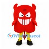 Devil Mascot Costume in Red with Wide Grin and Yellow Legs