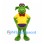 Dragon Mascot Costume in Green with Yellow Shirt and Purple Spines