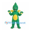 Dragon Mascot Costume in Green with Yellow Wings and Belly