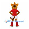 Tiger Mascot Costume with Red Shirt and White Tennis Skirt