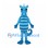 Dragon Mascot Costume in Blue with Striped Belly and Curled Tail