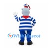 Seal Mascot Costume with Blue Striped Sailor Shirt and Red Scarf