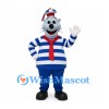 Seal Mascot Costume with Blue Striped Sailor Shirt and Red Scarf