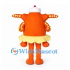 Butterfly Mascot Costume in Orange with Yellow Skirt and White Hat