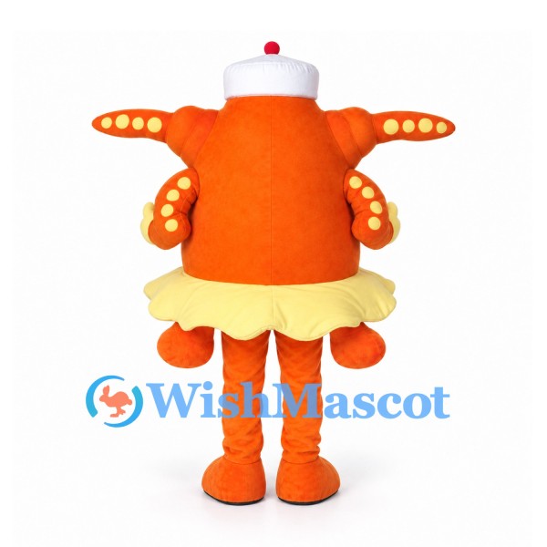 Butterfly Mascot Costume in Orange with Yellow Skirt and White Hat