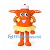 Butterfly Mascot Costume in Orange with Yellow Skirt and White Hat