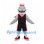 Shark Mascot Costume in Gray with Black Sports Uniform and Red Mohawk