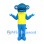 Hammerhead Shark Mascot Costume with Yellow Shirt and Blue Body