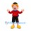 Boy Mascot Costume with Red Shirt and Black Bowler Hat