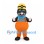 Mole Mascot Costume with Orange Overalls and Yellow Hard Hat