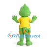 Chameleon Mascot Costume in Green with Yellow Shirt and Curled Tail