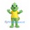 Chameleon Mascot Costume in Green with Yellow Shirt and Curled Tail