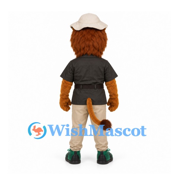 Lion Mascot Costume with Black Shirt and White Cap
