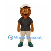 Lion Mascot Costume with Black Shirt and White Cap