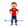 Boy Mascot Costume with Red V Neck Shirt and Dark Jeans