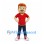 Boy Mascot Costume with Red V Neck Shirt and Dark Jeans