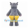 Hippo Mascot Costume in Gray with Yellow Shorts
