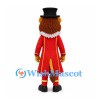 Lion Mascot Costume with Red Ringmaster Coat and Black Top Hat