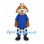 Dog Mascot Costume with Blue Shirt and Soccer Print Pants