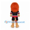 Lion Mascot Costume with Black Sports Uniform and Red Trim
