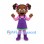 Girl Mascot Costume with Purple Pinafore and Pink Striped Shirt