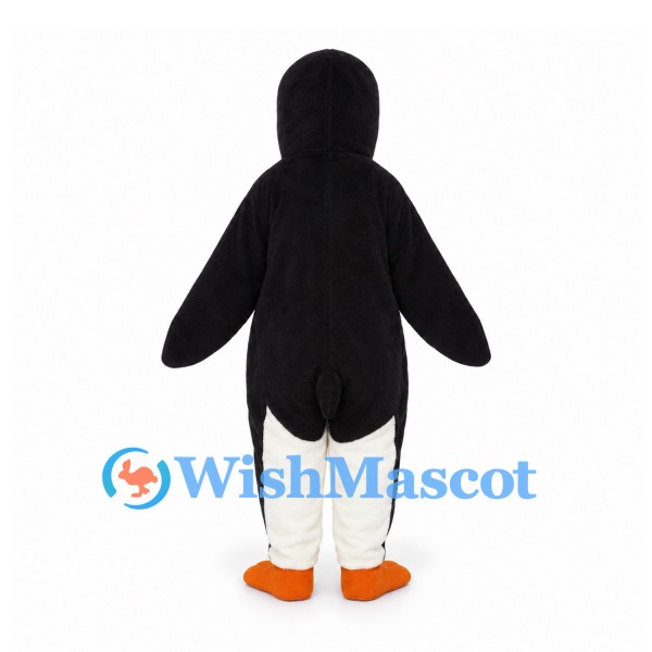 Penguin Mascot Costume in Black and White with Orange Feet