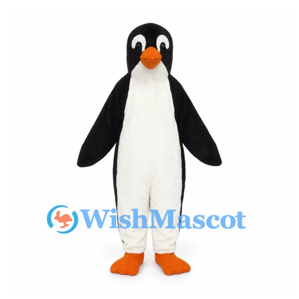 Penguin Mascot Costume in Black and White with Orange Feet
