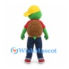 Turtle Mascot Costume with Red Shirt and Yellow Baseball Cap