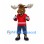 Moose Mascot Costume with Red Hockey Jersey and Gloves