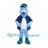 Seal Mascot Costume in Blue with Navy Jacket and Cap