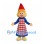 Gnome Mascot Costume with Blue Dress and Red Check Apron