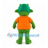 Goblin Mascot Costume in Green with Orange Polo Shirt