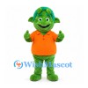 Goblin Mascot Costume in Green with Orange Polo Shirt