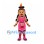 Girl Mascot Costume with Black Braids and Pink Geometric Dress