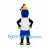 Clown Mascot Costume with Yellow Blue Hat and White Sports Shirt