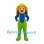 Boy Mascot Costume with Yellow Hair and Green Overalls