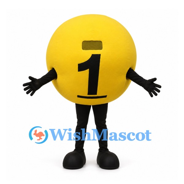 Information Icon Mascot Costume in Yellow with Black Letter I