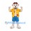 Bear Mascot Costume with Yellow Floral Shirt and Blue Shorts