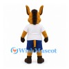 Horse Mascot Costume with White Sports Shirt and Blue Shorts