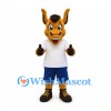 Horse Mascot Costume with White Sports Shirt and Blue Shorts