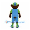 Bear Mascot Costume with Blue Green Sports Outfit and Cap